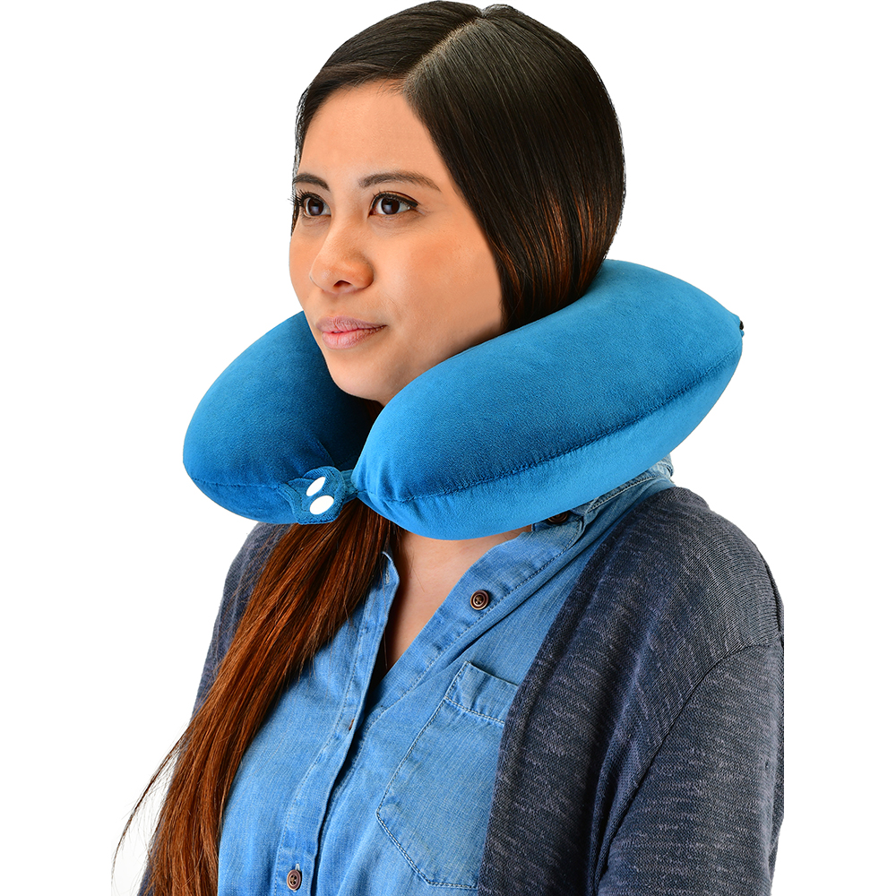 NECK PILLOW MEMORY FOAM BLUE